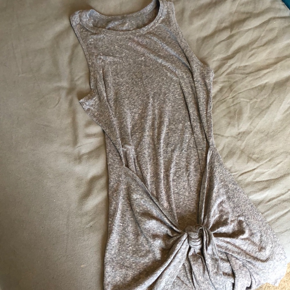 Grey knot-front dress